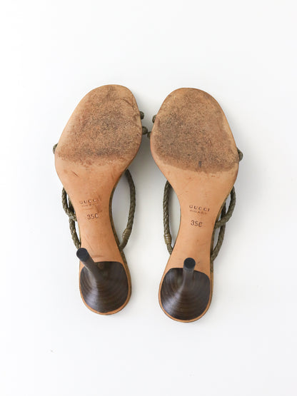 Vintage F/W 2002 Gucci by Tom Ford GG Monogram Braided Leather Mules / 35 (US 5)