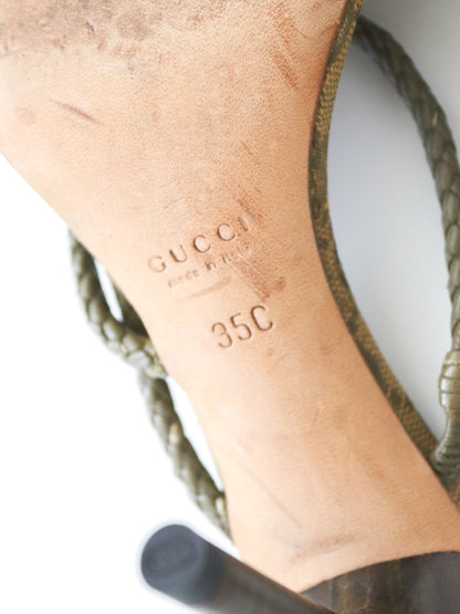 Vintage F/W 2002 Gucci by Tom Ford GG Monogram Braided Leather Mules / 35 (US 5)