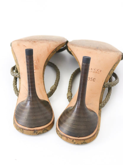 Vintage F/W 2002 Gucci by Tom Ford GG Monogram Braided Leather Mules / 35 (US 5)