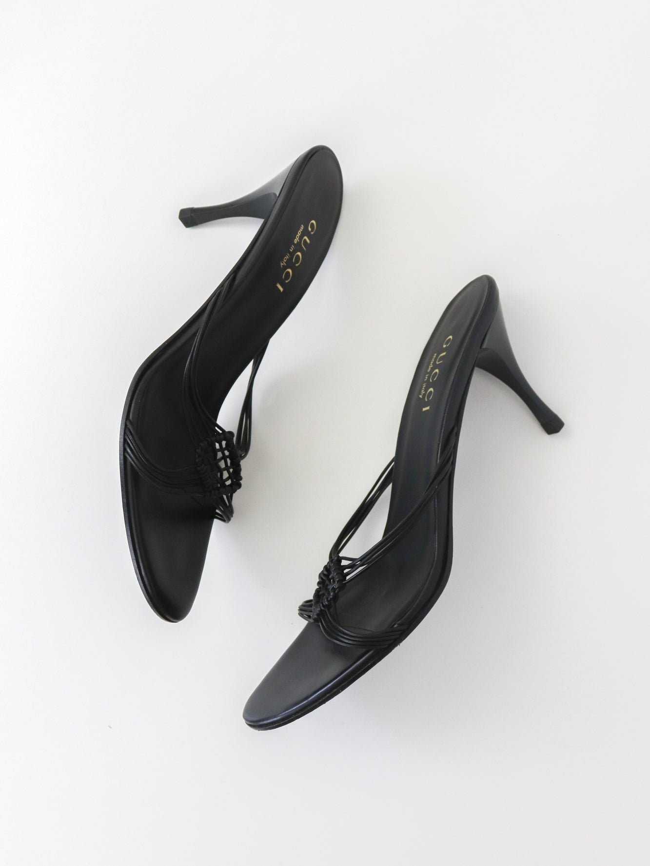 Vintage Gucci by Tom Ford Black Minimalist Mules Braided Leather Detail / 37.5 (US 7.5)