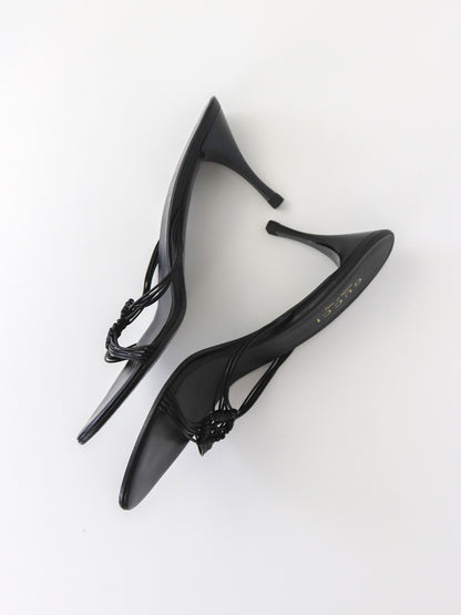 Vintage Gucci by Tom Ford Black Minimalist Mules Braided Leather Detail / 37.5 (US 7.5)