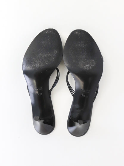 Vintage Gucci by Tom Ford Black Minimalist Mules Braided Leather Detail / 37.5 (US 7.5)