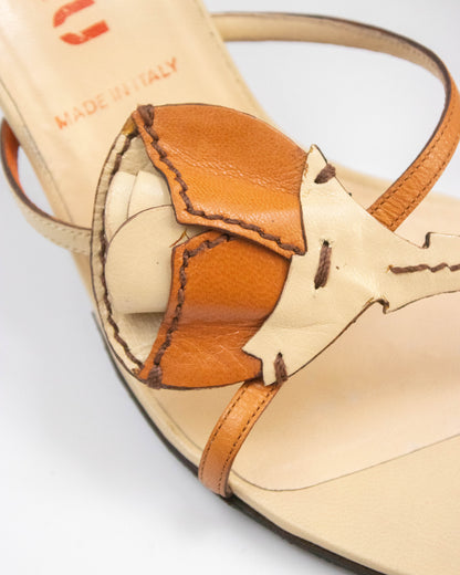 Vintage Miu Miu Flower Applique Mule Heels / 38 (US 8)