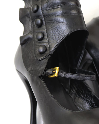 S/S 2008 Prada James Jean Fairy Collection Black Wave Boots Runway Heels / 39 (US 9)