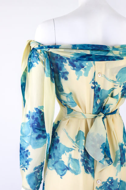 Vintage F/W 1997 Anna Molinari Silk Floral Print Runway Romantic Dress / IT 44 (M)