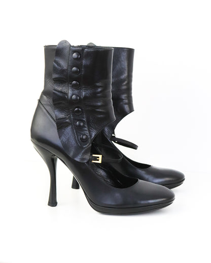 S/S 2008 Prada James Jean Fairy Collection Black Wave Boots Runway Heels / 39 (US 9)