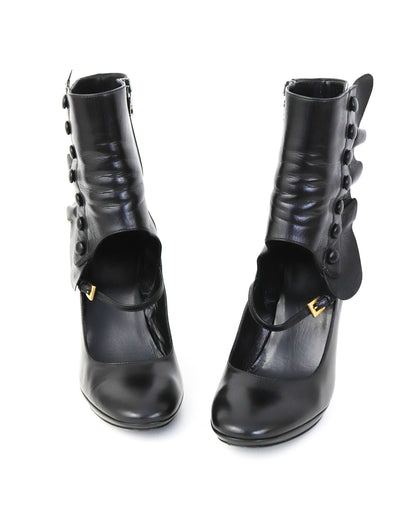 S/S 2008 Prada James Jean Fairy Collection Black Wave Boots Runway Heels / 39 (US 9)