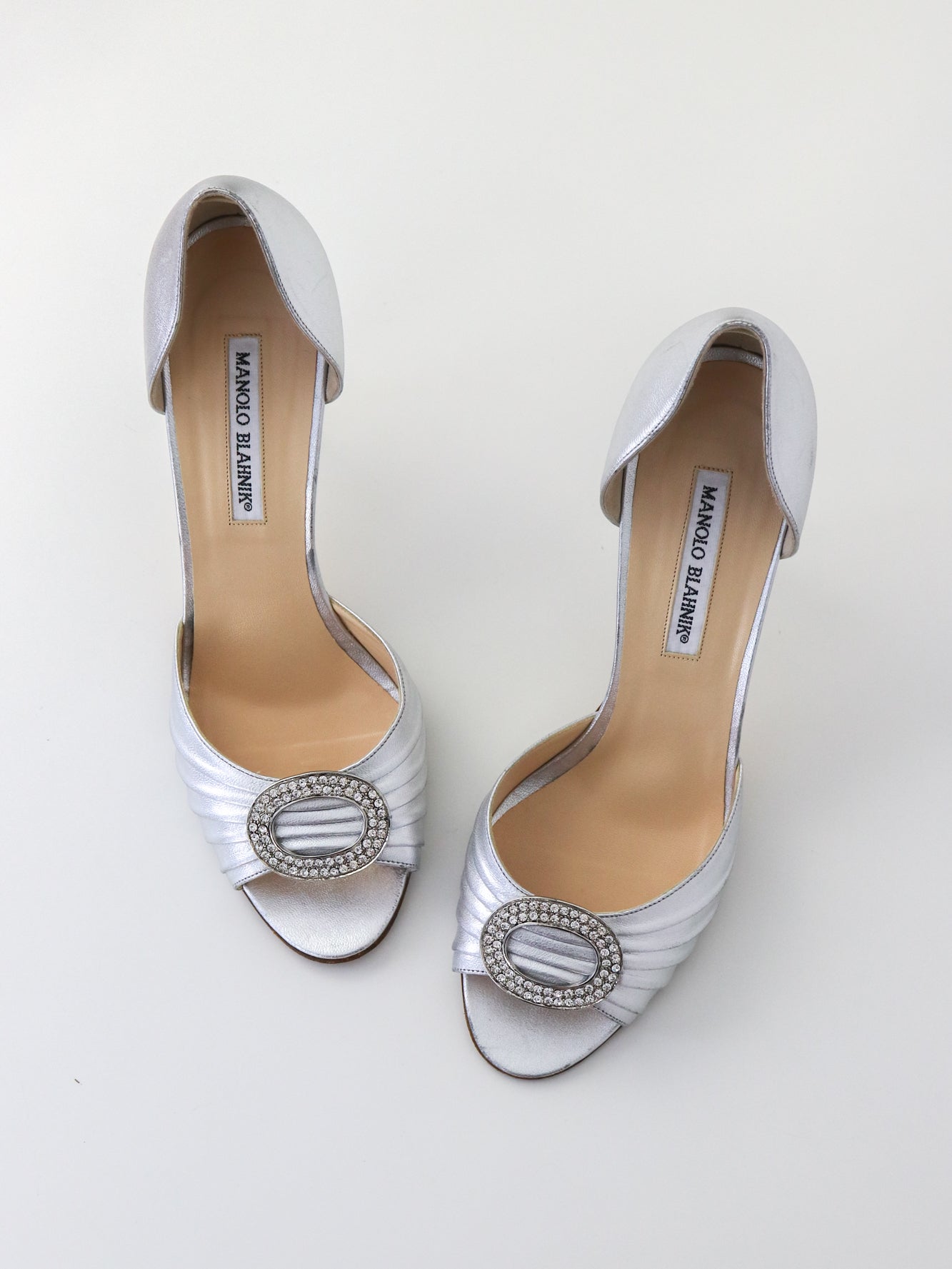 Vintage Manolo Blahnik Sedaraby D'orsay Silver Pumps As seen in Sex and The City / 39.5 (US 9.5)
