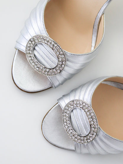 Vintage Manolo Blahnik Sedaraby D'orsay Silver Pumps As seen in Sex and The City / 39.5 (US 9.5)