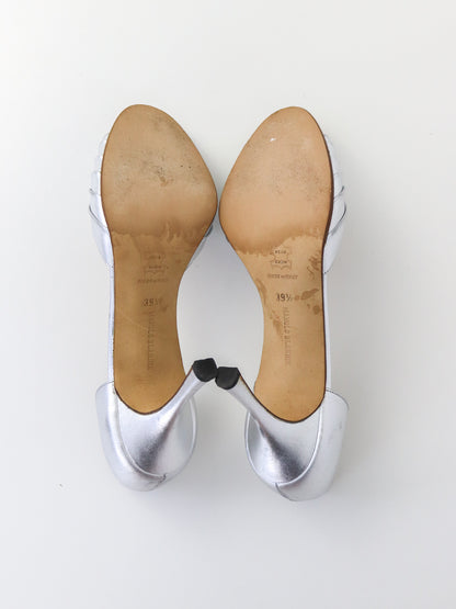 Vintage Manolo Blahnik Sedaraby D'orsay Silver Pumps As seen in Sex and The City / 39.5 (US 9.5)