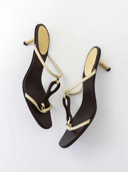 Vintage Gucci by Tom Ford Reptile Leather Kitten Heel Mules Horsebit Detail / 38.5 (US 8.5)