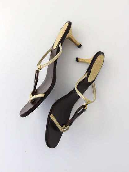 Vintage Gucci by Tom Ford Reptile Leather Kitten Heel Mules Horsebit Detail / 38.5 (US 8.5)