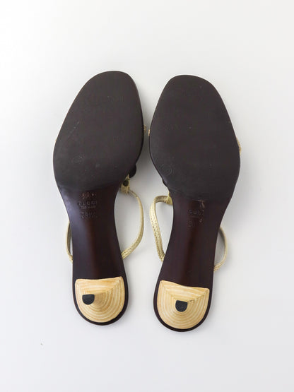 Vintage Gucci by Tom Ford Reptile Leather Kitten Heel Mules Horsebit Detail / 38.5 (US 8.5)