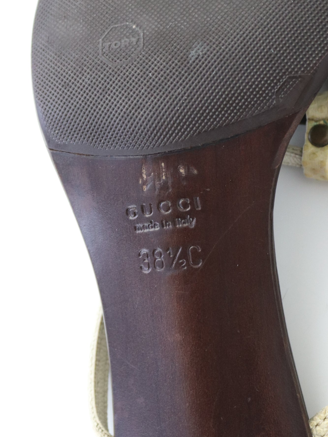 Vintage Gucci by Tom Ford Reptile Leather Kitten Heel Mules Horsebit Detail / 38.5 (US 8.5)