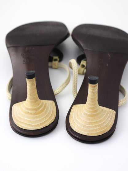 Vintage Gucci by Tom Ford Reptile Leather Kitten Heel Mules Horsebit Detail / 38.5 (US 8.5)