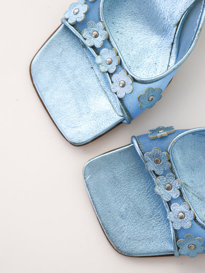 Vintage 1999 Miu Miu Prada Mesh Mules Flower Detail / 35 (US 5)