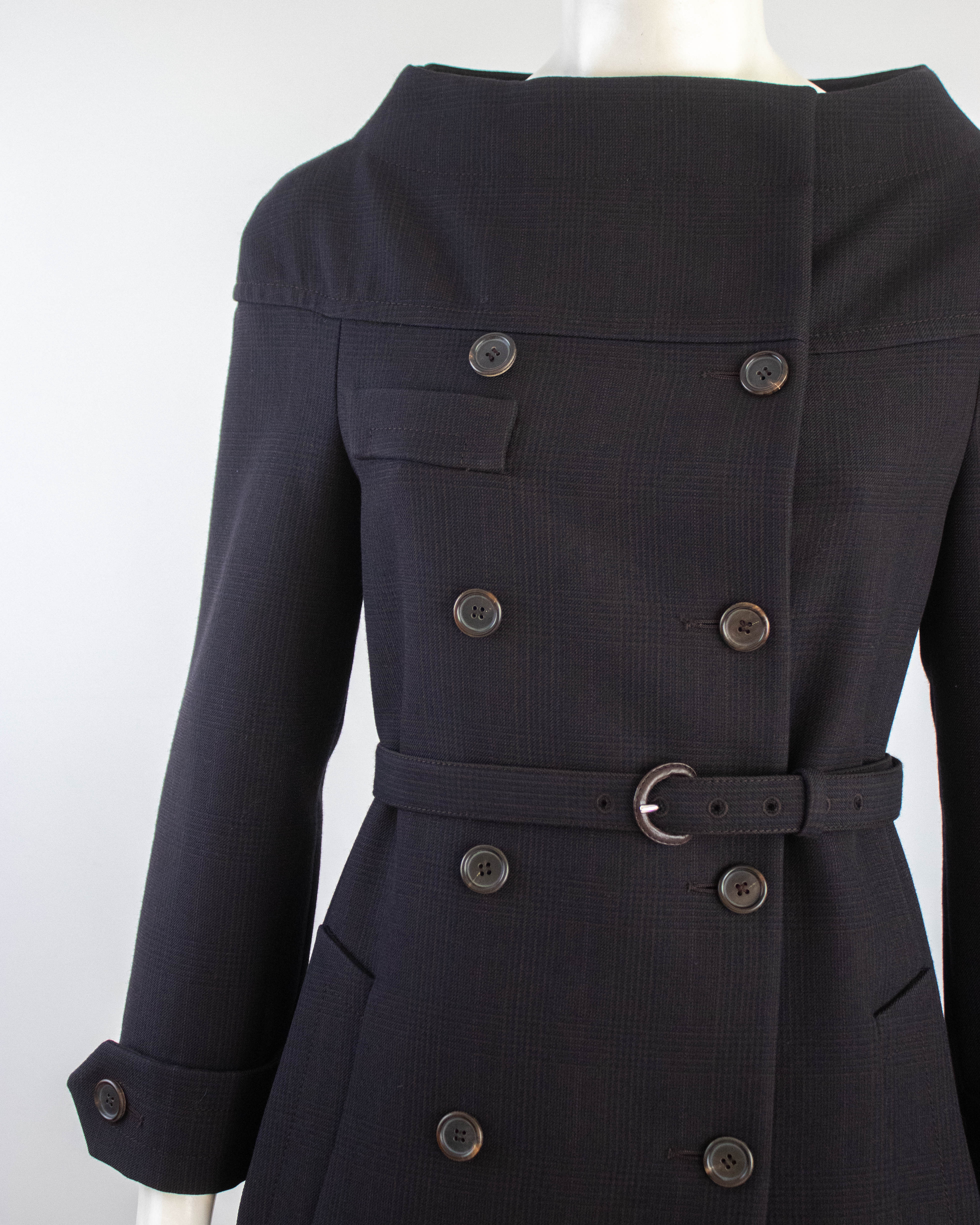 Vintage Prada F/W 2003 Runway Wool Coat As Seen in Sex And The