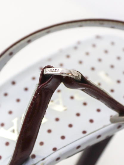 Vintage S/S 2000 Prada Polka Dot Burgundy Lips Print Sandals Heels / 36.5 (US 6.5)