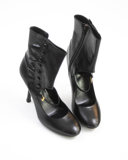 Vintage S/S 2008 Prada Fairy Collection Black Ankle Boots / 40 (US 10)