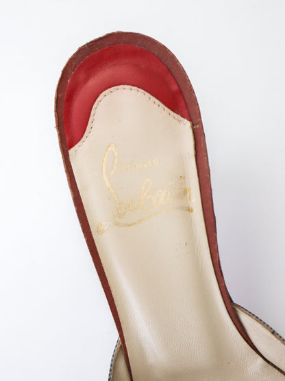 Vintage 1999 Christian Louboutin Arte Povera Trash Collection Kitten Heel Mules / 37 (US 7)