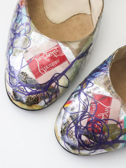 Vintage 1999 Christian Louboutin Arte Povera Trash Collection Kitten Heel Mules / 37 (US 7)