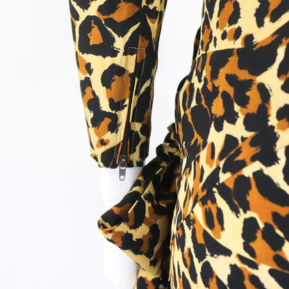 Vintage F/W 1986 Yves Saint Laurent Rive Gauche Iconic Leopard Print Silk Dress / XS