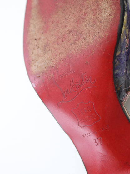 Vintage 1999 Christian Louboutin Arte Povera Trash Collection Kitten Heel Mules / 37 (US 7)