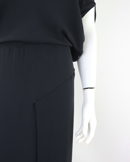 Vintage F/W 2001 Calvin Klein Collection Long Black Silk Dress Runway Gown / S-M