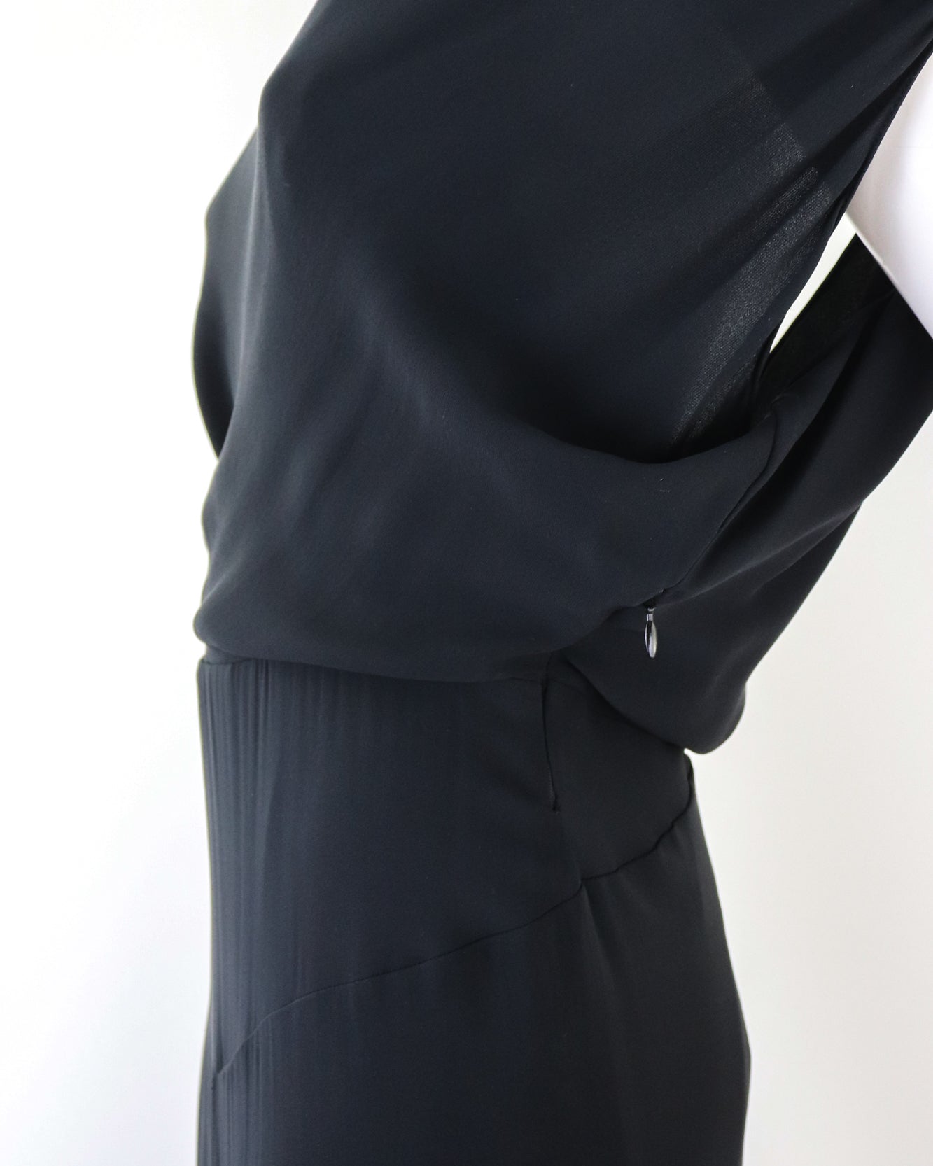 Vintage F/W 2001 Calvin Klein Collection Long Black Silk Dress Runway Gown / S-M
