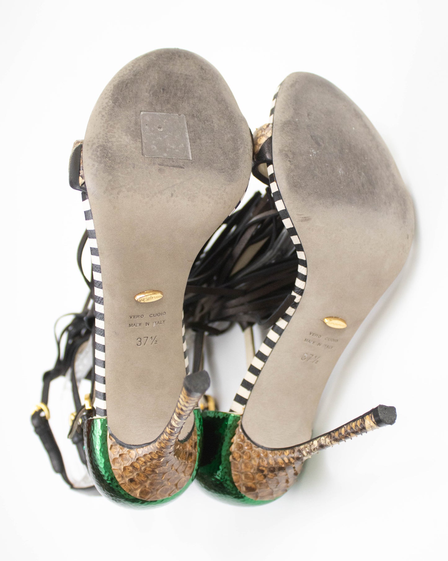 S/S 2013 Sergio Rossi Tawaraya Fringe Strappy Sandals / 37.5 (US 7.5)