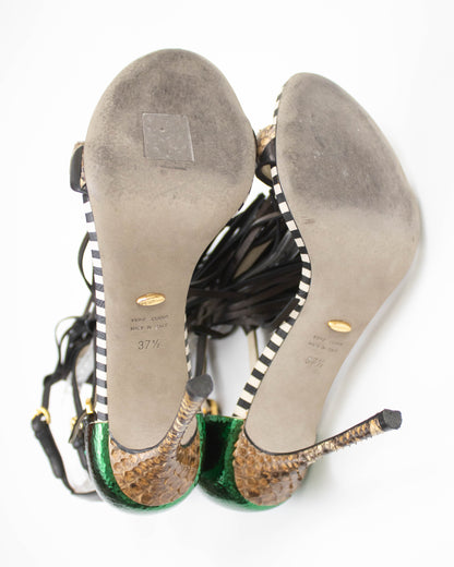 S/S 2013 Sergio Rossi Tawaraya Fringe Strappy Sandals / 37.5 (US 7.5)