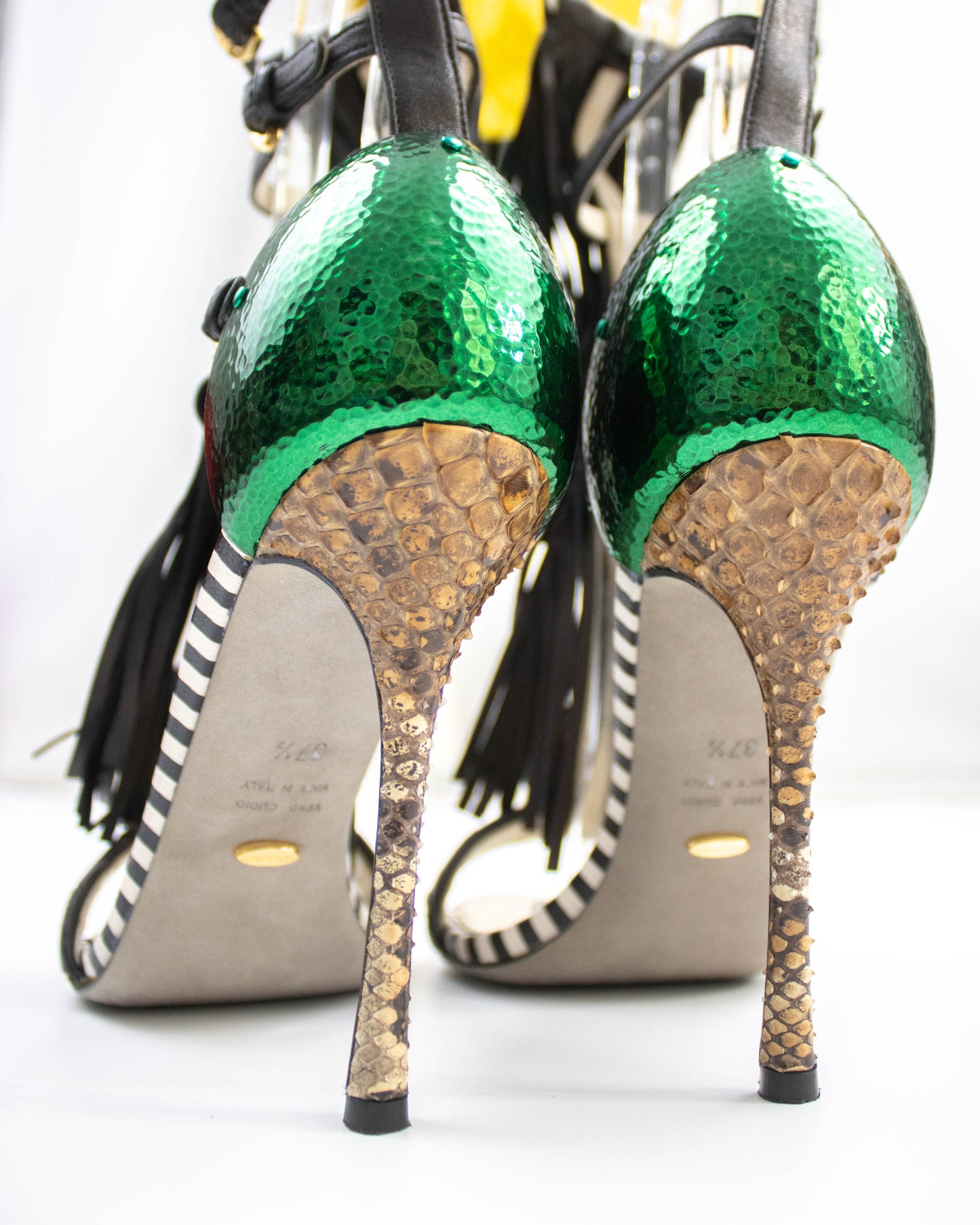 S/S 2013 Sergio Rossi Tawaraya Fringe Strappy Sandals / 37.5 (US 7.5)