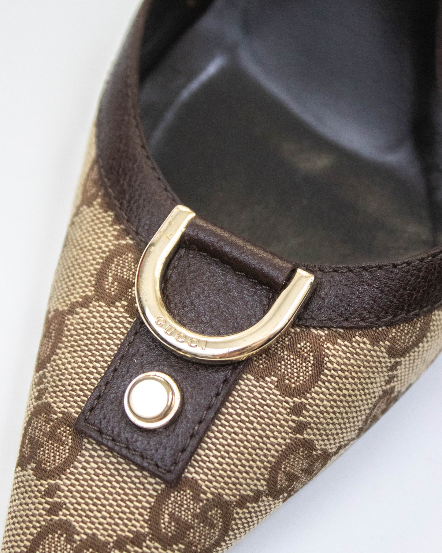 Vintage Gucci Classic Monogram Brown Mule Heels / 37 (US 7)
