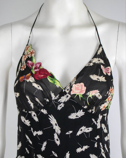 Vintage S/S 2000 Lolita Lempicka Floral Embroidery Runway Dress / S