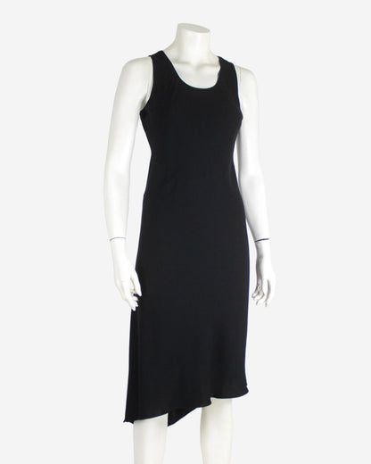 Vintage S/S 1997 Calvin Klein Collection Black Asymmetric Hem Dress / XS-S