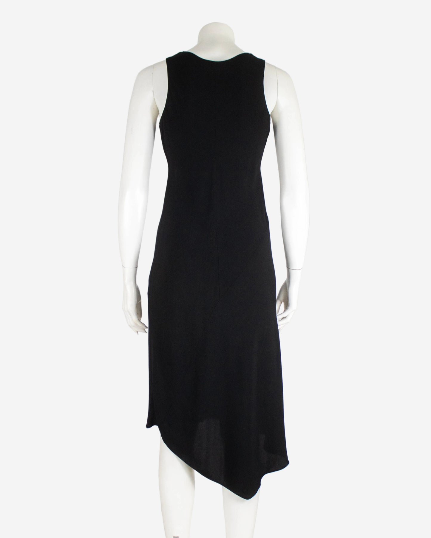 Vintage S/S 1997 Calvin Klein Collection Black Asymmetric Hem Dress / XS-S