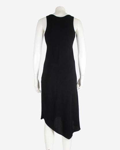 Vintage S/S 1997 Calvin Klein Collection Black Asymmetric Hem Dress / XS-S