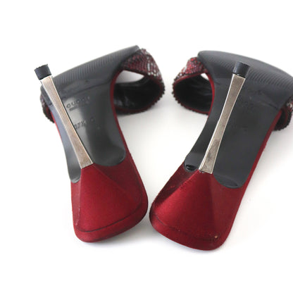 Vintage S/S 1998 Gucci Tom Ford GG Monogram Swarovski Crystal Stiletto Heel Mules / 37.5 (US 7.5)