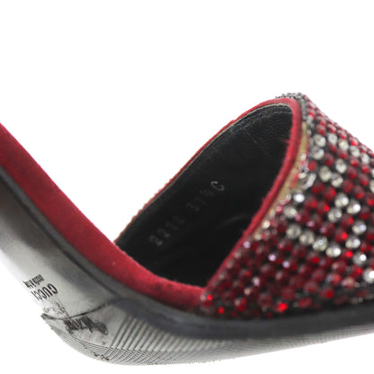 Vintage S/S 1998 Gucci Tom Ford GG Monogram Swarovski Crystal Stiletto Heel Mules / 37.5 (US 7.5)