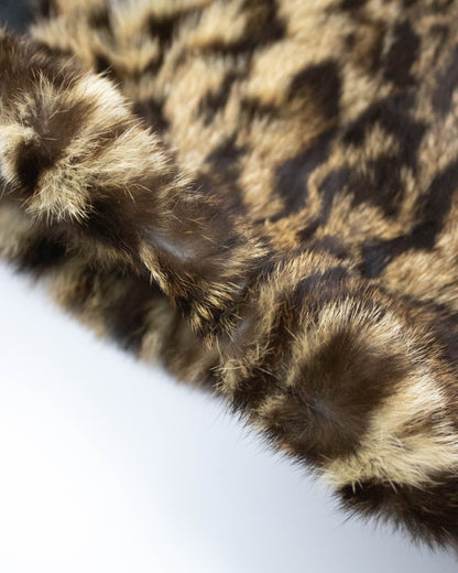 Vintage F/W 2002 Voyage Leather Fur Leopard Print Corset Style Top / IT 38 (XXS)