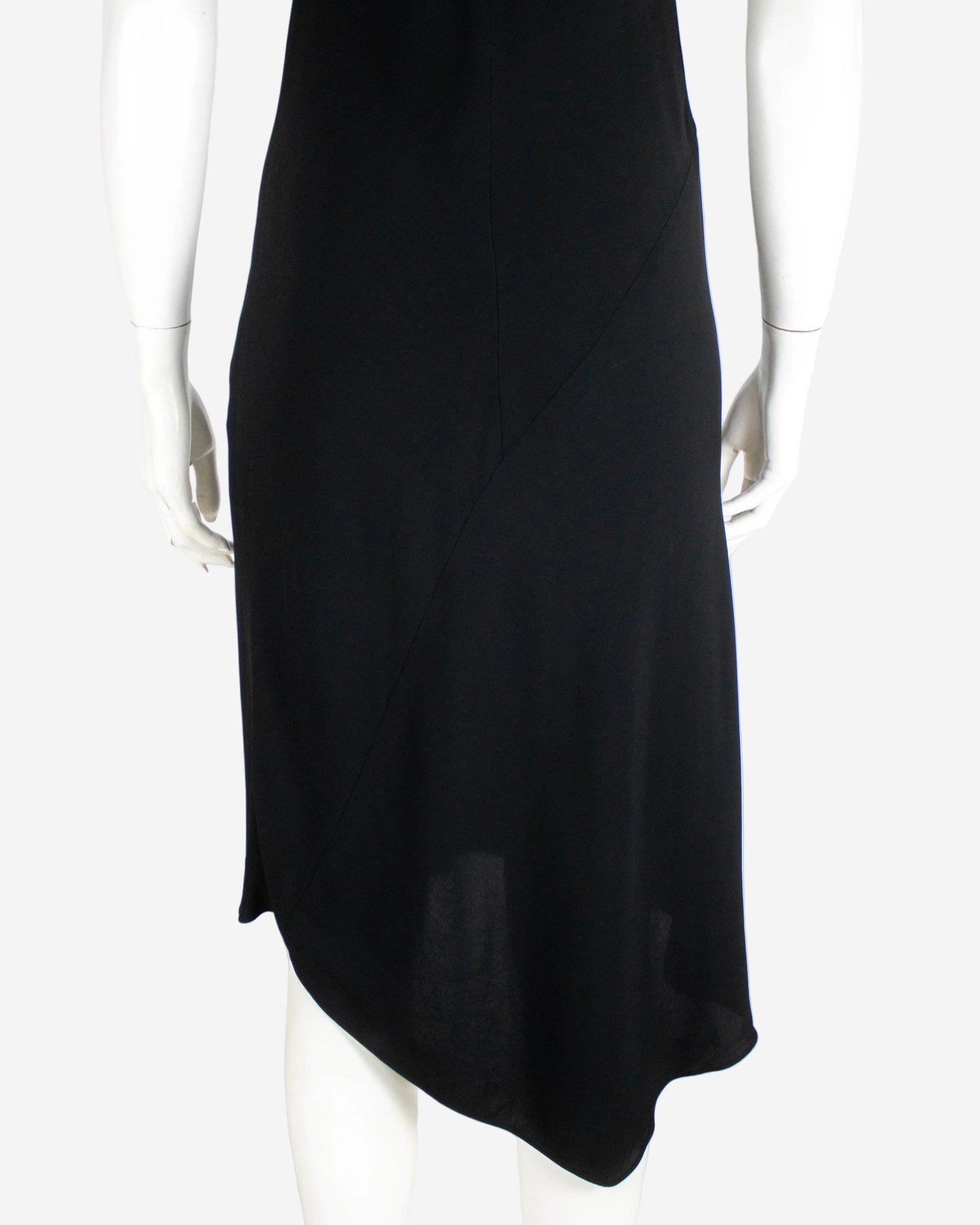Vintage S/S 1997 Calvin Klein Collection Black Asymmetric Hem Dress / XS-S