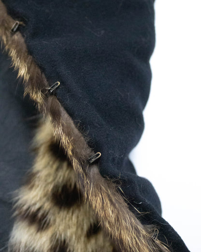 Vintage F/W 2002 Voyage Leather Fur Leopard Print Corset Style Top / IT 38 (XXS)