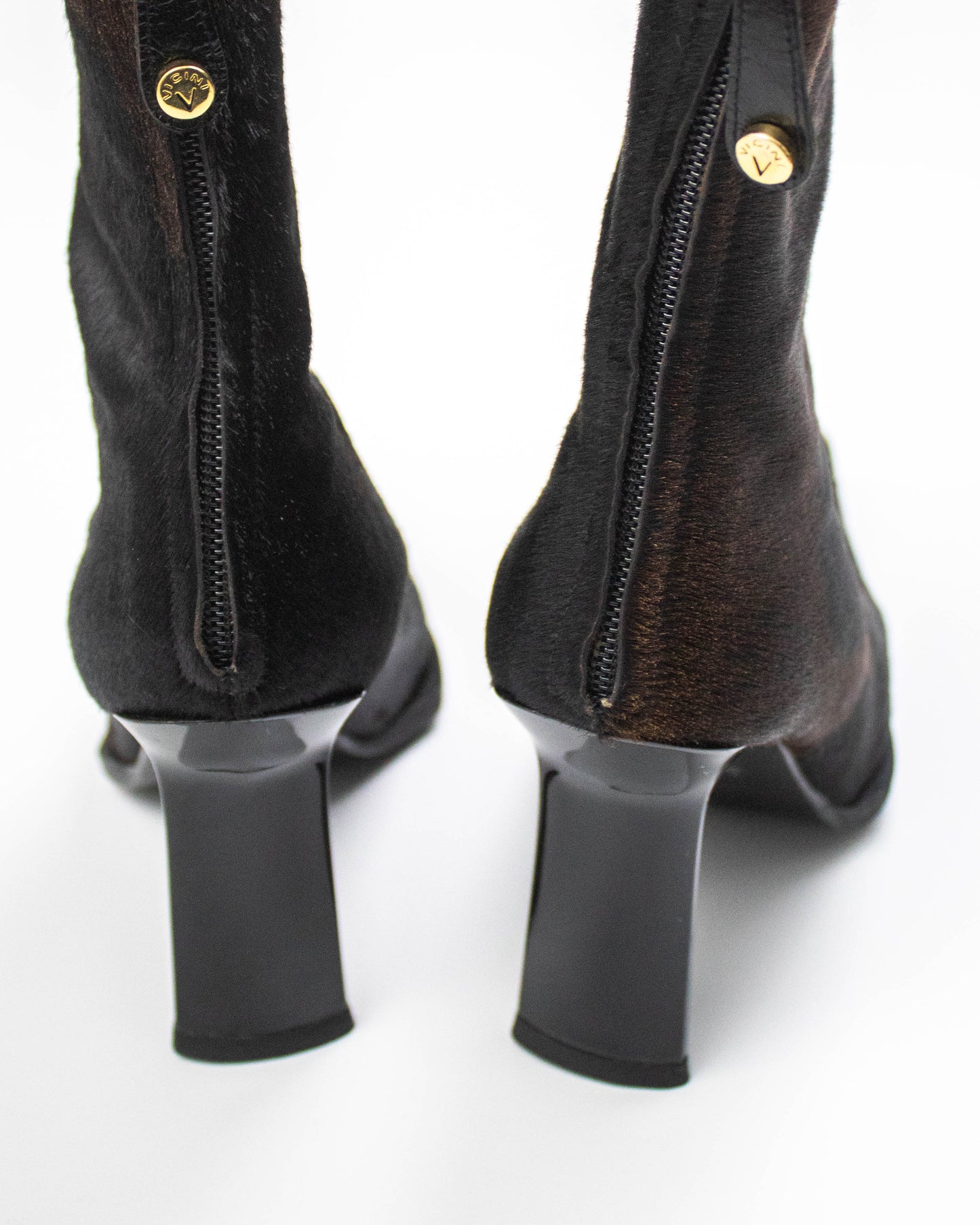 Vintage Vicini Giuseppe Zanotti Cow Print Ponyhair Ankle Boots / 36.5 (US 6.5)