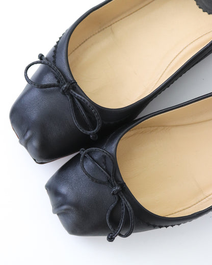 Christian Louboutin Mamadrague Black Leather Ballet Flat Shoes / 37 (US 7)