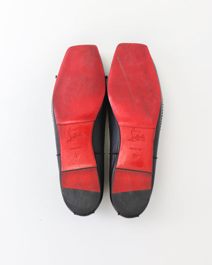 Christian Louboutin Mamadrague Black Leather Ballet Flat Shoes / 37 (US 7)