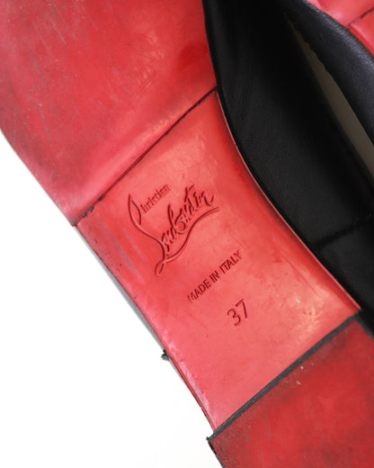 Christian Louboutin Mamadrague Black Leather Ballet Flat Shoes / 37 (US 7)