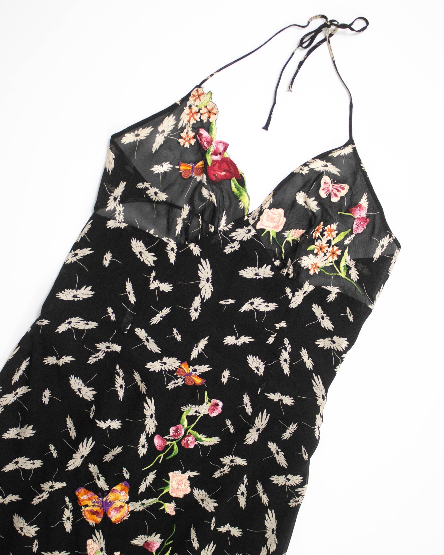 Vintage S/S 2000 Lolita Lempicka Floral Embroidery Runway Dress / S
