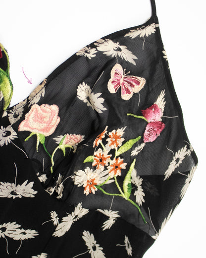 Vintage S/S 2000 Lolita Lempicka Floral Embroidery Runway Dress / S