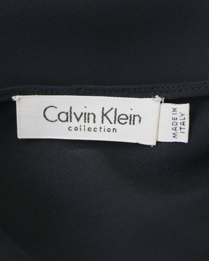 Vintage F/W 2001 Calvin Klein Collection Long Black Silk Dress Runway Gown / S-M