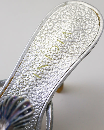 Vintage Vicini Giuseppe Zanotti Silver Fish Thong Mule Heels / 37 (US 7)